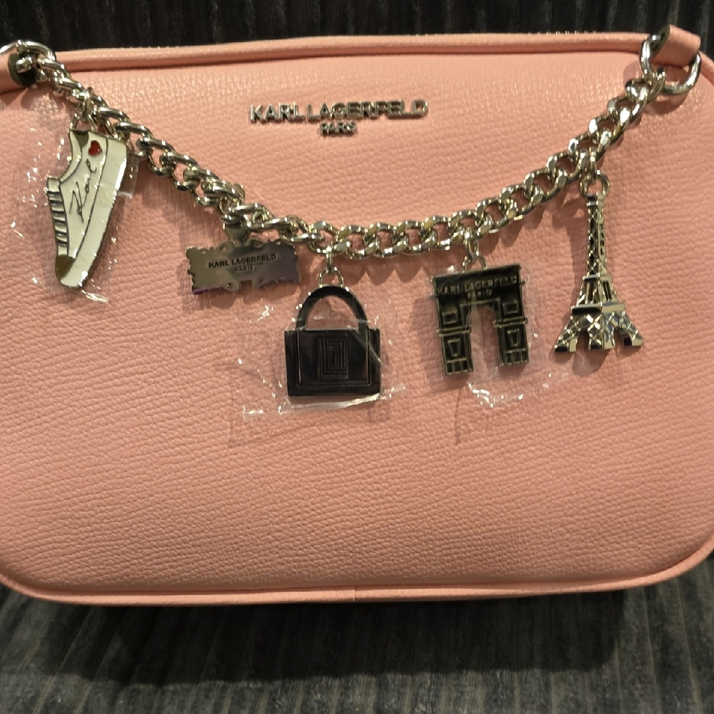 Karl Lagerfeld Pink Shoulder Bag with Silver Accents